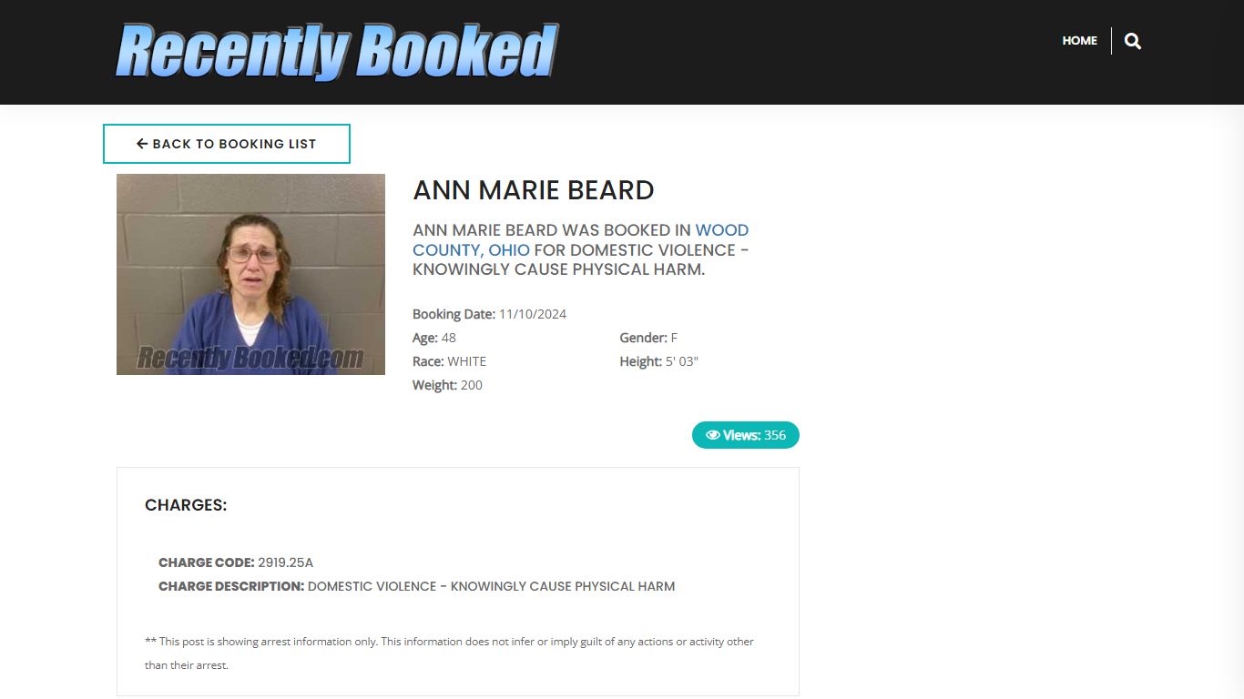 Recent Booking / Mugshot for ANN MARIE BEARD in Wood County, Ohio