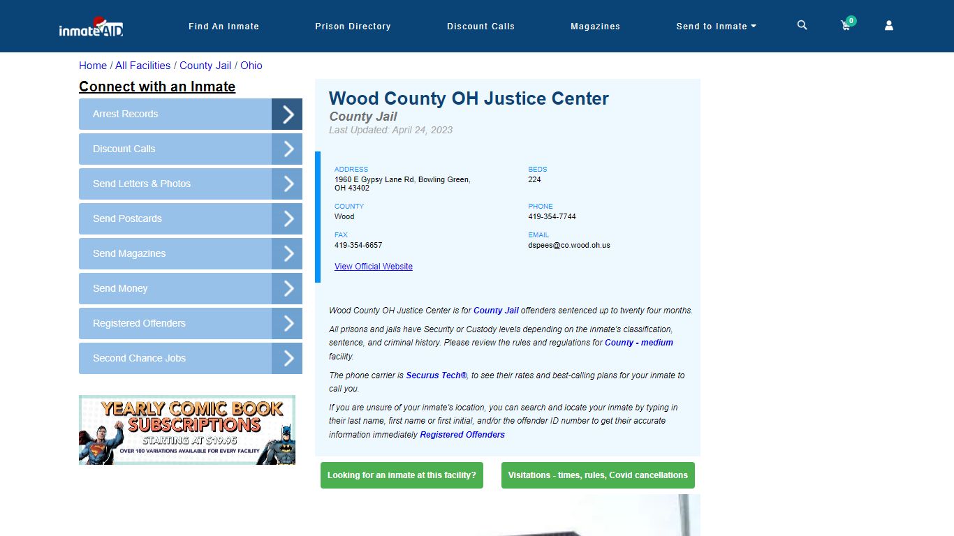 Wood County OH Justice Center - Inmate Locator - Bowling Green, OH